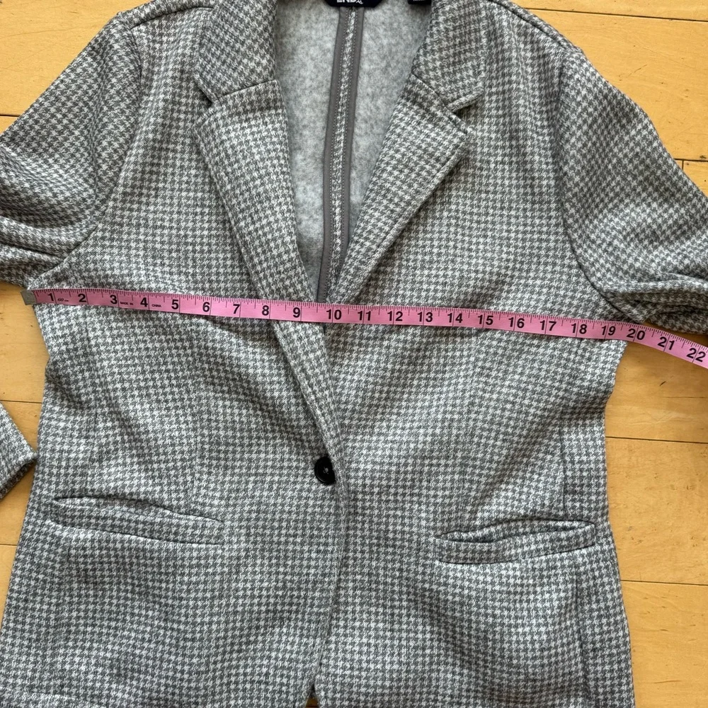Lands’ End‎ Blazer, Sz Medium 10-12, Houndstooth Grey Polyester Academia Office